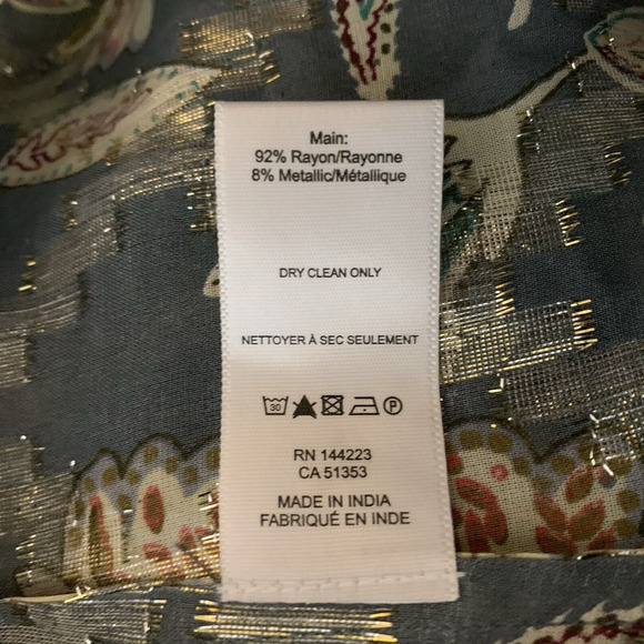 Anthro Bishop & Young Top Women's Size Medium Long Sleeve Hidden Button Front - Picture 7 of 10